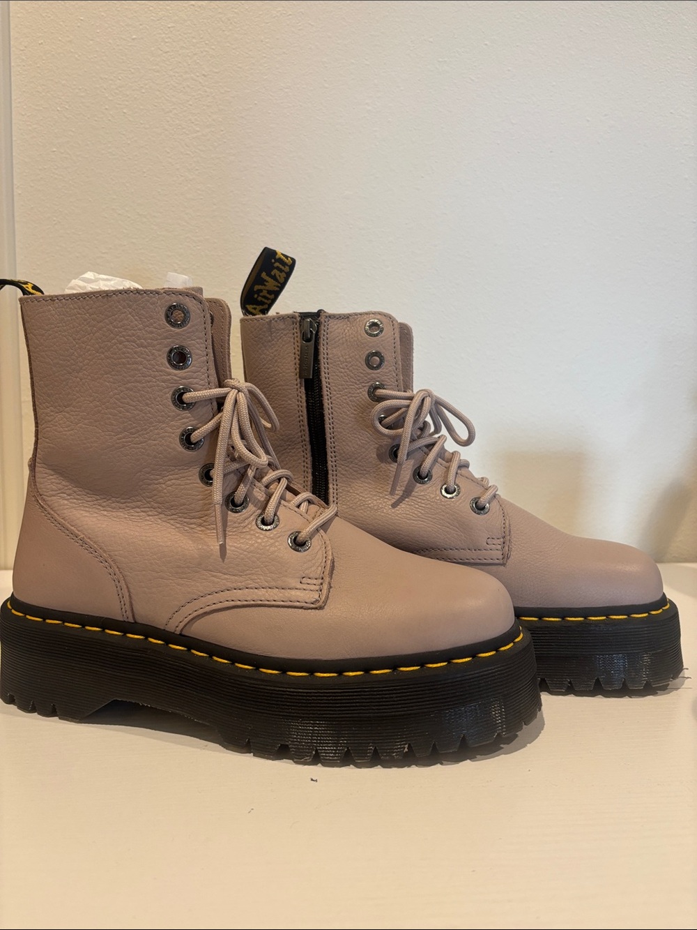 Dr. Martens Jadon III Platform Boots with Zipper in Dusty Mauve